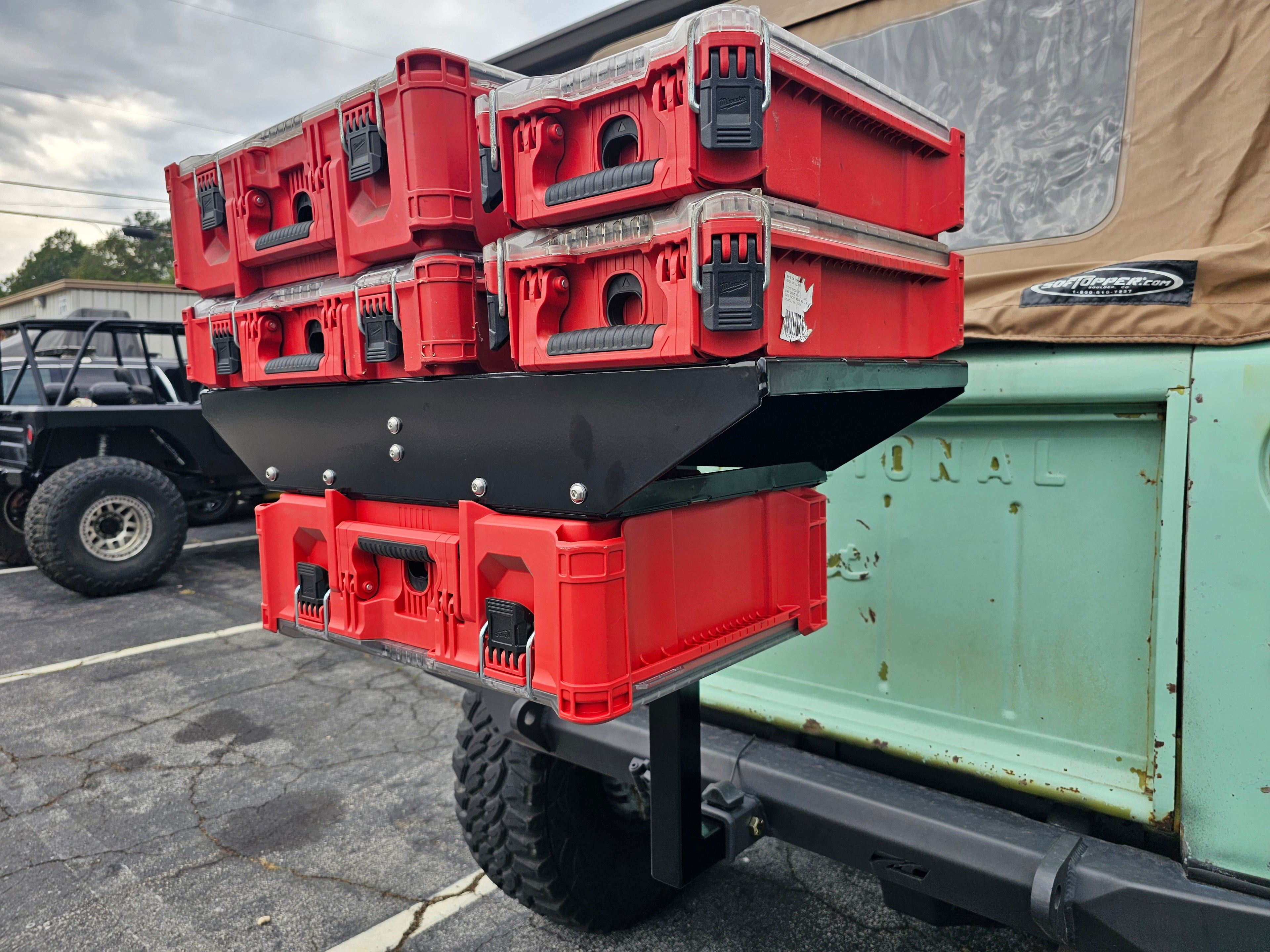 One and a half Packout rack for Trailer hitch adapter