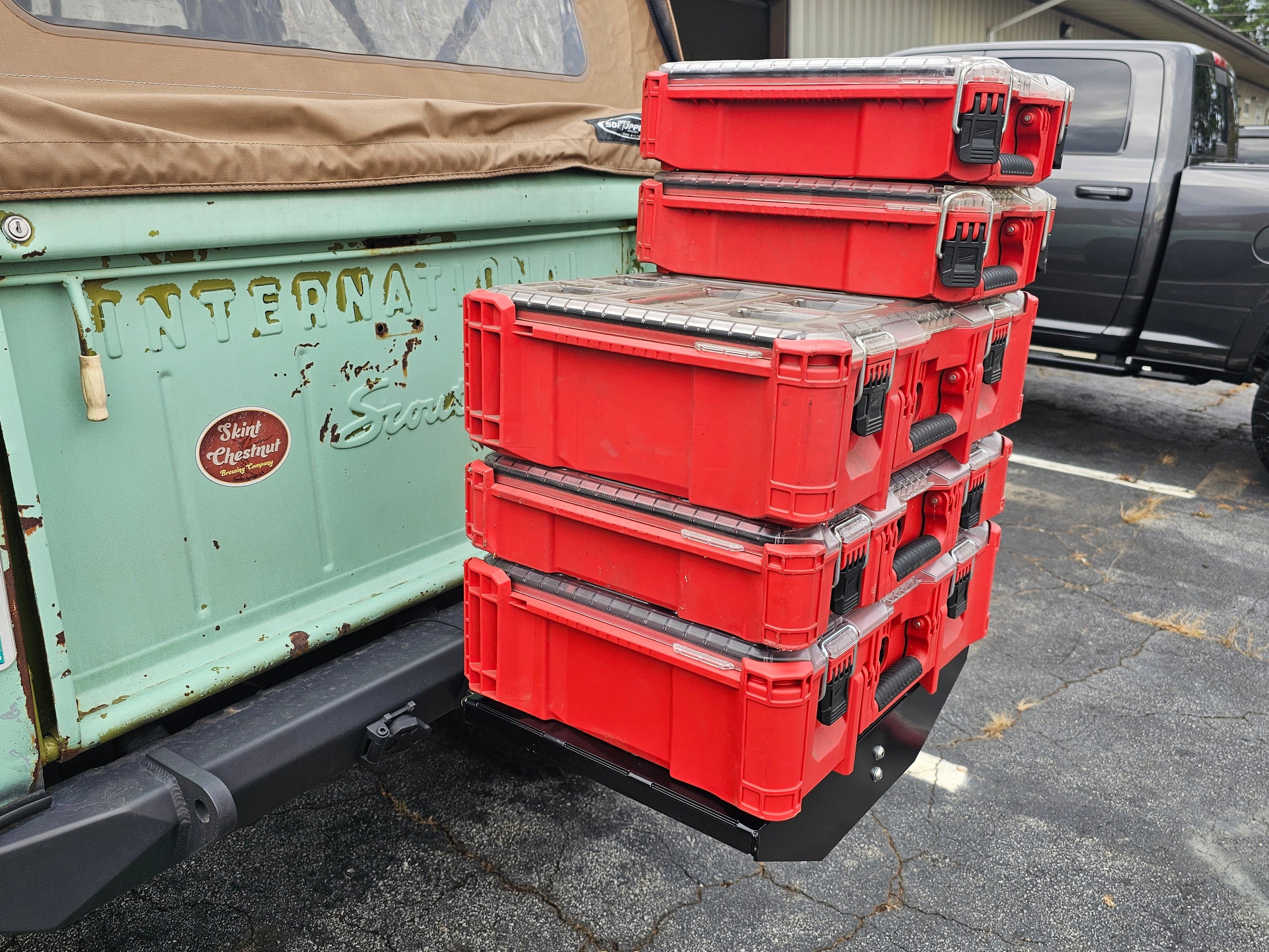 Single Packout rack for Trailer hitch adapter