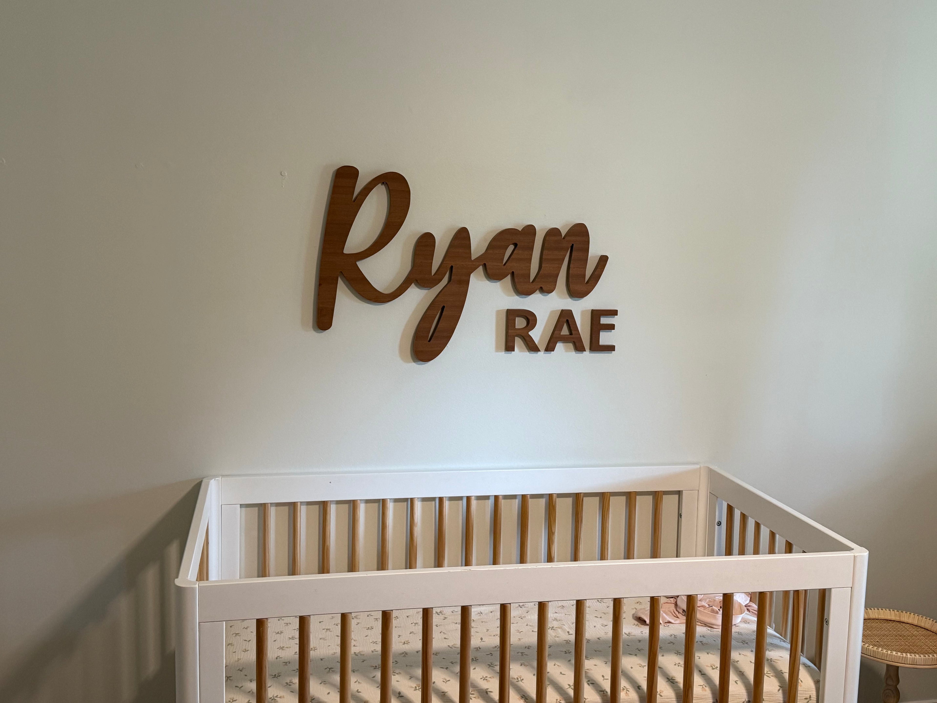 Custom Wooden Name Cutout – Cursive Script